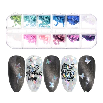 

3D Laser Butterfly Style Nail Sticker Sequins Holographic DIY Flakes Glitter Foil Nail Art Decoration