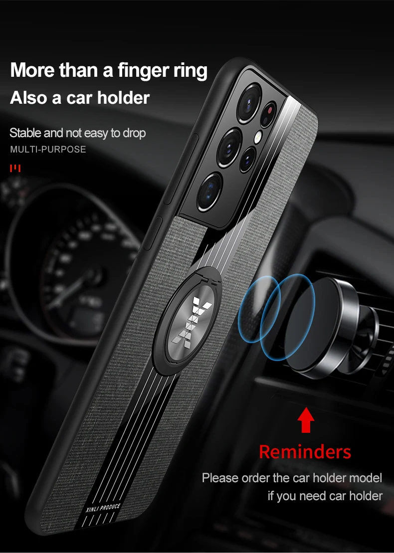 Leather Texture Case For Samsung Galaxy S21 S 21 Ultra Car Magnetic Ring Holder Stand Cover For Samsung S20 S22 Plus S20 FE S21+ samsung cute phone cover