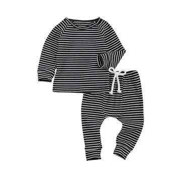 

lioraitiin 0-24M Newborn Infant Baby Boy Autumn Clothing Set Long Sleeve Striped Top Pants 2Pcs Outfit Set