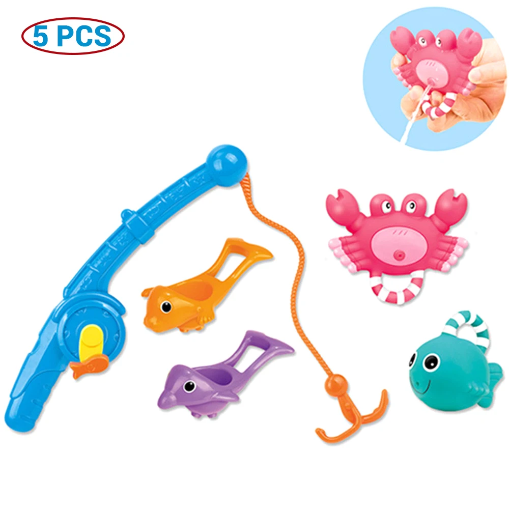 Детские развивающие игрушки, 5 шт., набор для ванны, рыболовные игрушки, детский плавающий Игровой Набор для рыбалки, игрушки для малышей, подарок для детей