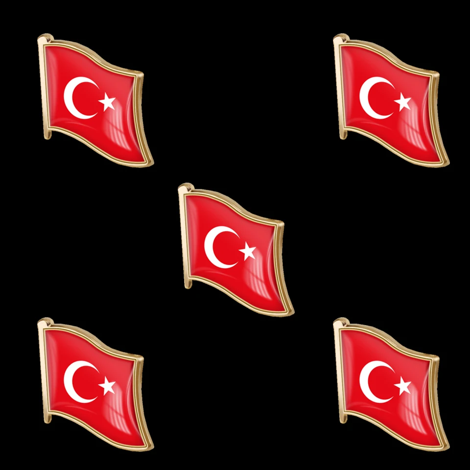 

5 Pieces turkey National Flag Lapel Pin LGBT Hat Tie Tack Button Badge Butterfly Clip