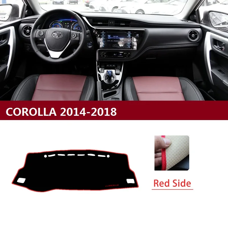 Для Toyota Corolla 2006- аксессуары приборной панели автомобиля Избегайте свет Pad Инструмент платформа стол покрытие коврики ковры - Название цвета: 2014-2018 Red