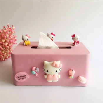 

Wheat Straw pink kitty Tissue Box Paper Toilet Box Tissue Roll Paper Wooden Tissue Box Home Car Organizer Decoration Tools