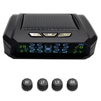 

External Universal Tire Detection Monitor Wireless Solar Tire Pressure Detector for Car Auto Automobile (Black, External Color S