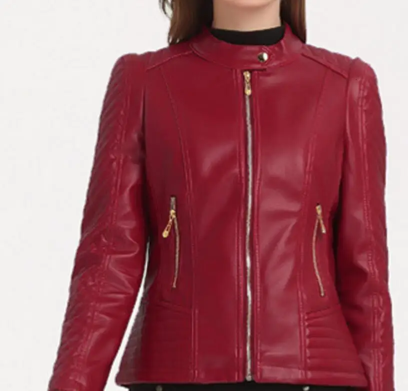 6XL БОЛЬШОЙ РАЗМЕР 70% PU качественная кожаная модная мотоциклетная куртка для женщин среднего возраста высококлассная куртка осенняя и зимняя куртка - Цвет: A