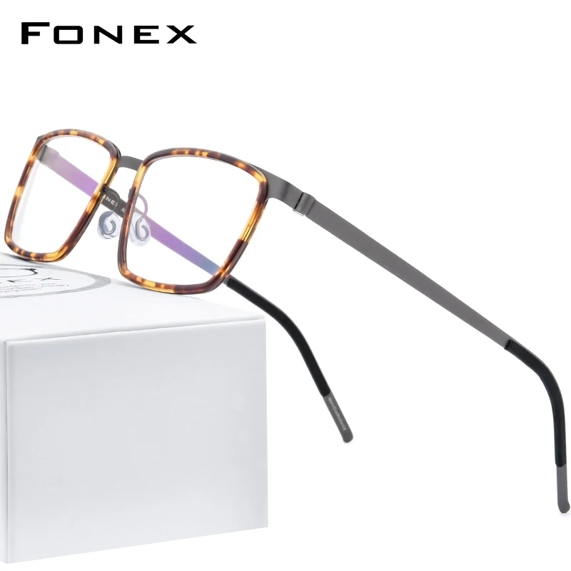 FONEX ацетат сплав очка в очках Для мужчин квадратный близорукость очки по рецепту