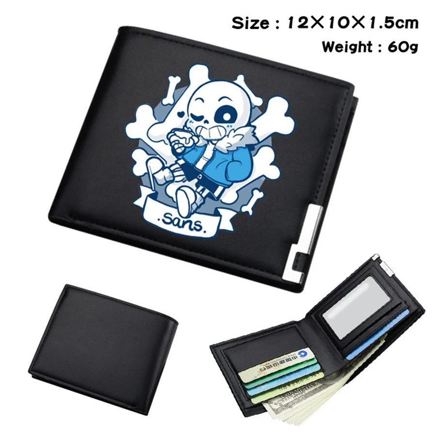 Game Undertale Sans Black PU Wallet Men's Short Bifold Photo Card Holder Boys Girls Teenager Leather Casual Purses Otaku Gifts - Цвет: J