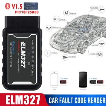 

Car accessories ELM327 v1.5 OBD2 Car Diagnostic Tool ELM 327 Bluetooth code reader Scanner For Android/IOS For OBD2 Protocol