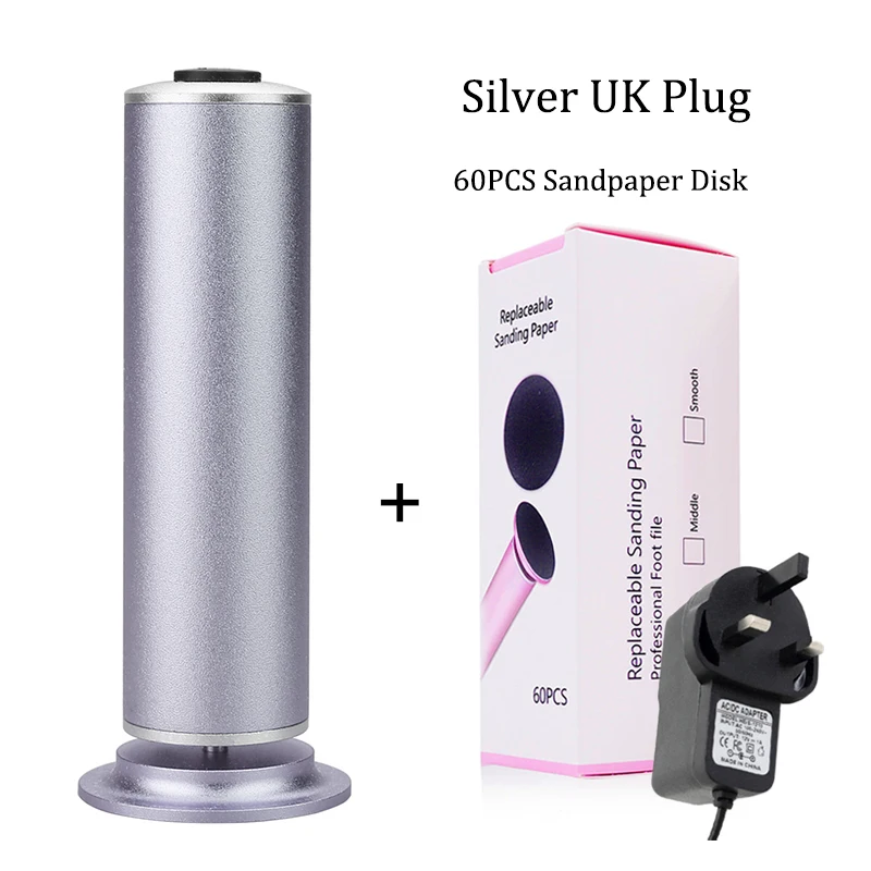Silver UK Plug Электрический педикюрный инструмент для ухода за ногами пилки для педикюра удалитель мозолей перезаряжаемый пилинг пилочка для ног омертвевшая кожа удалитель мозолей - Цвет: Silver UK Plug