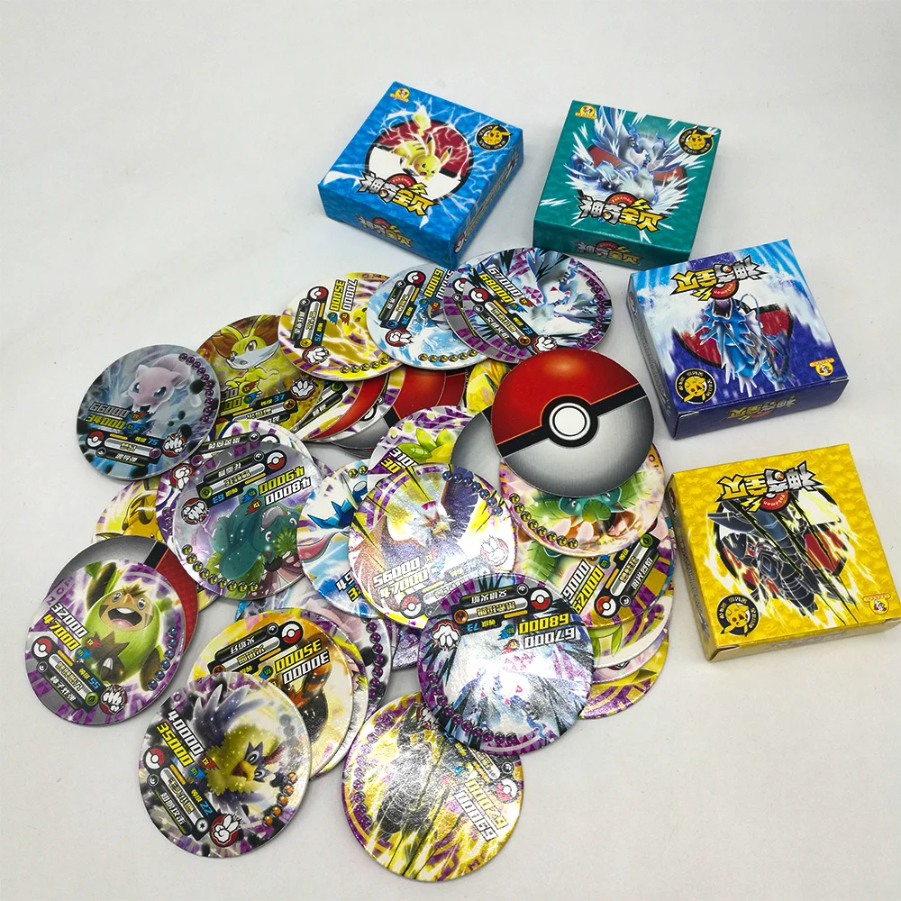 TAKARA TOMY игрушки 288 шт. блестящие Покемон круглые карты коллекции Пикачу флэш-карты 12 шт./кор. 24 коробки/набор Настольная игра для детей подарок