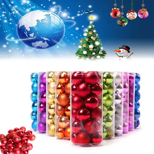 24Pcs Glitter Christmas Balls Party Xmas Tree Hanging Ornament Decoration