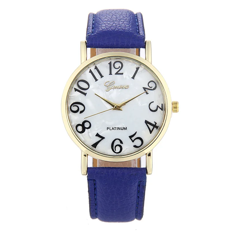 

Hot Selling Simple Quartz Watch with Numbers round Plates COUPLE'S Multi-Choice Leather Belt Pd1058