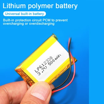 

612338 Lithium Polymer Rechargeable Battery 500mAh 3.7V Li-Po Battery for Recorder DVR GPS MP3 Cell Phone Speaker Li-ion Battery