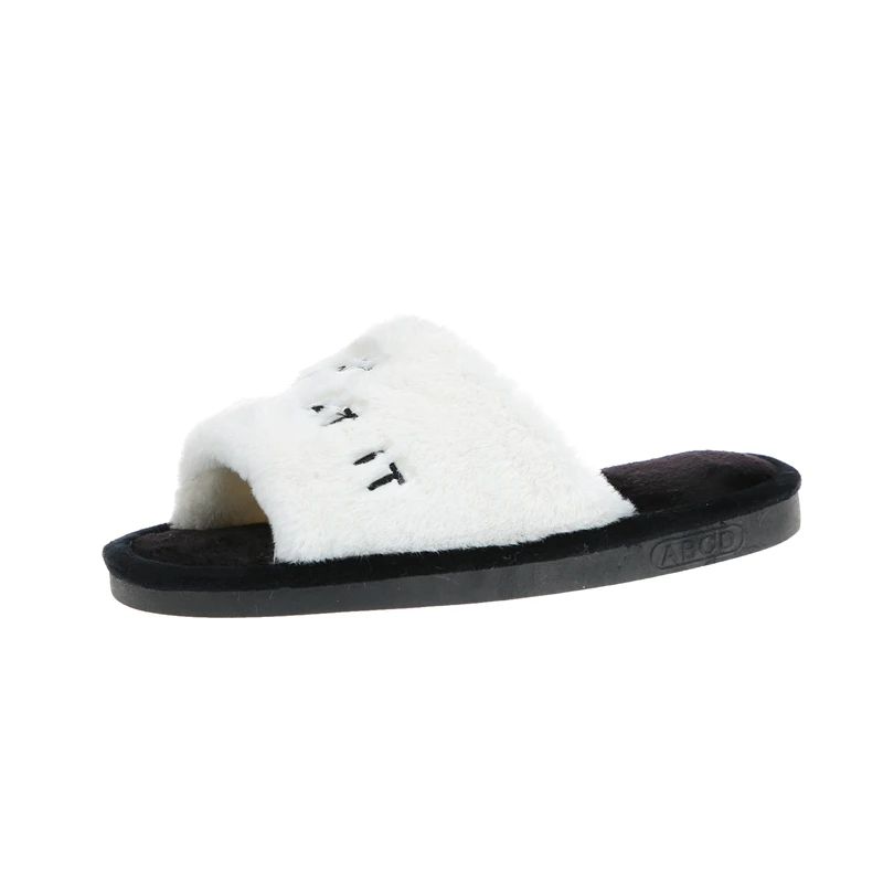 

Ladies Cute Plush Cotton Slippers Winter Home Waterproof Non-Slip Warmth Comfortable Soft Fashion Simple Indoor Flip Flops