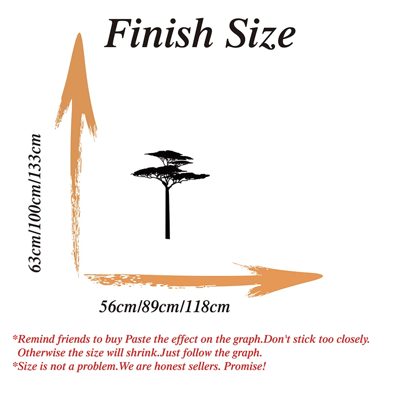 Large African Tree Wall Sticker Jugle Forest Branch Leave Tree Plant Wall Decal Kids Room Bedroom Vinyl Home Decor (1)