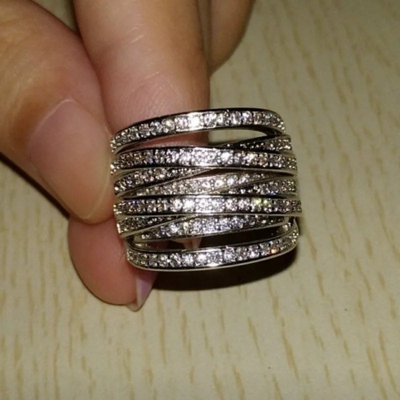 Wedding Ring Luxury fashion female engagement bride love US Size 6-12