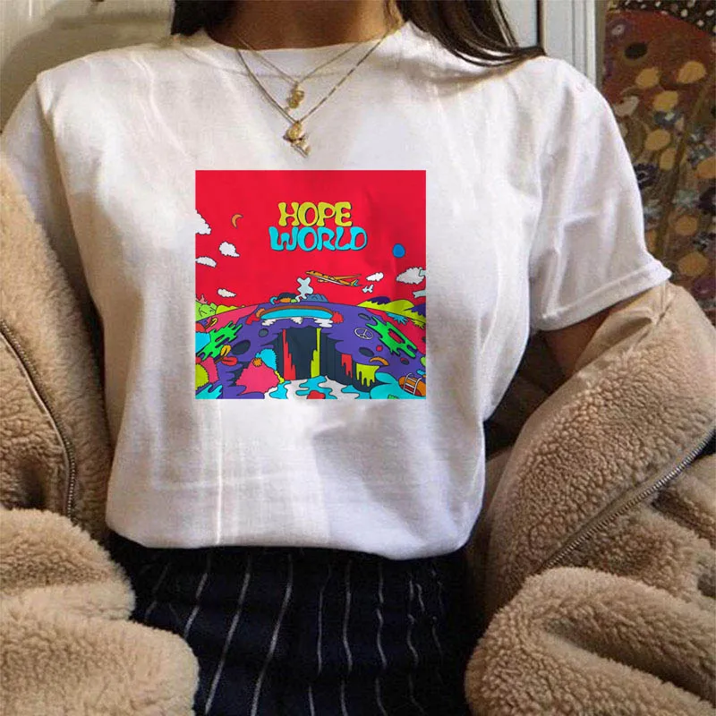 Vogue альбом Hope World Графический Летний Модный женский топ со стоячим воротником