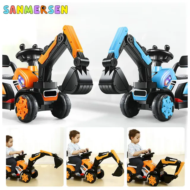Child Large Excavator Ride on Car Toys Baby Simulation Electric Car Walker Scooter Balance Birthday Gift for 2-6 Years Old Boys 2