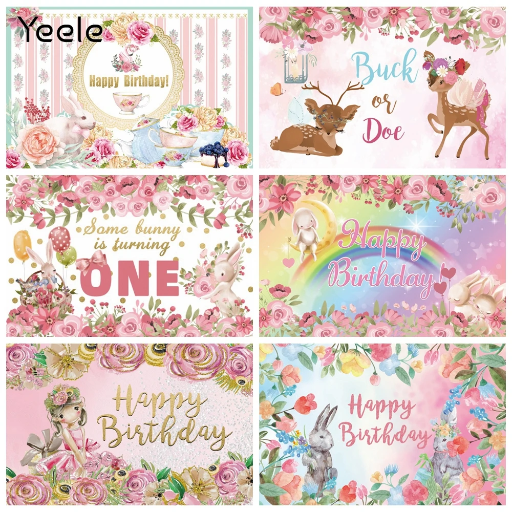 

Yeele Baby Birthday Gender Reveal Party Flowers Animal Photography Backdrop Photographic Decoration Backgrounds For Photo Studio