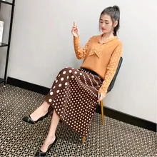 Вязаное изделие средней длинны Женская юбка осень-зима New Point шерстяная юбка, утепленный пуховик средней длины длина свободные зимние полусапожки-юбка