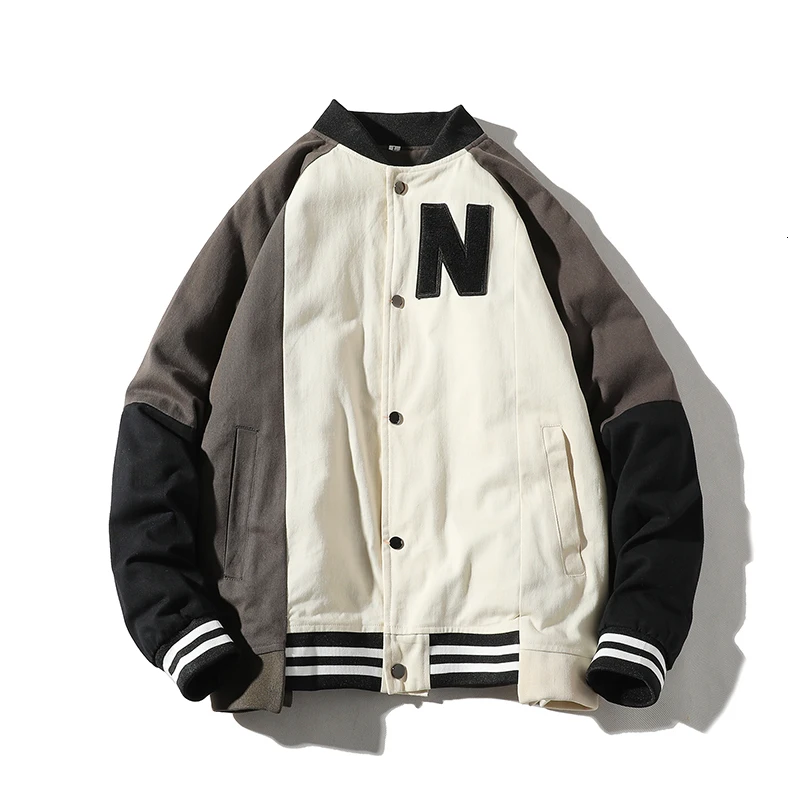 

Ropa Hombre 2019 Reflector Bomber Jacket Winter Keep Warm Thickening Splice Hit Color Work Jacket Cotton Male Vintage Jacket Men