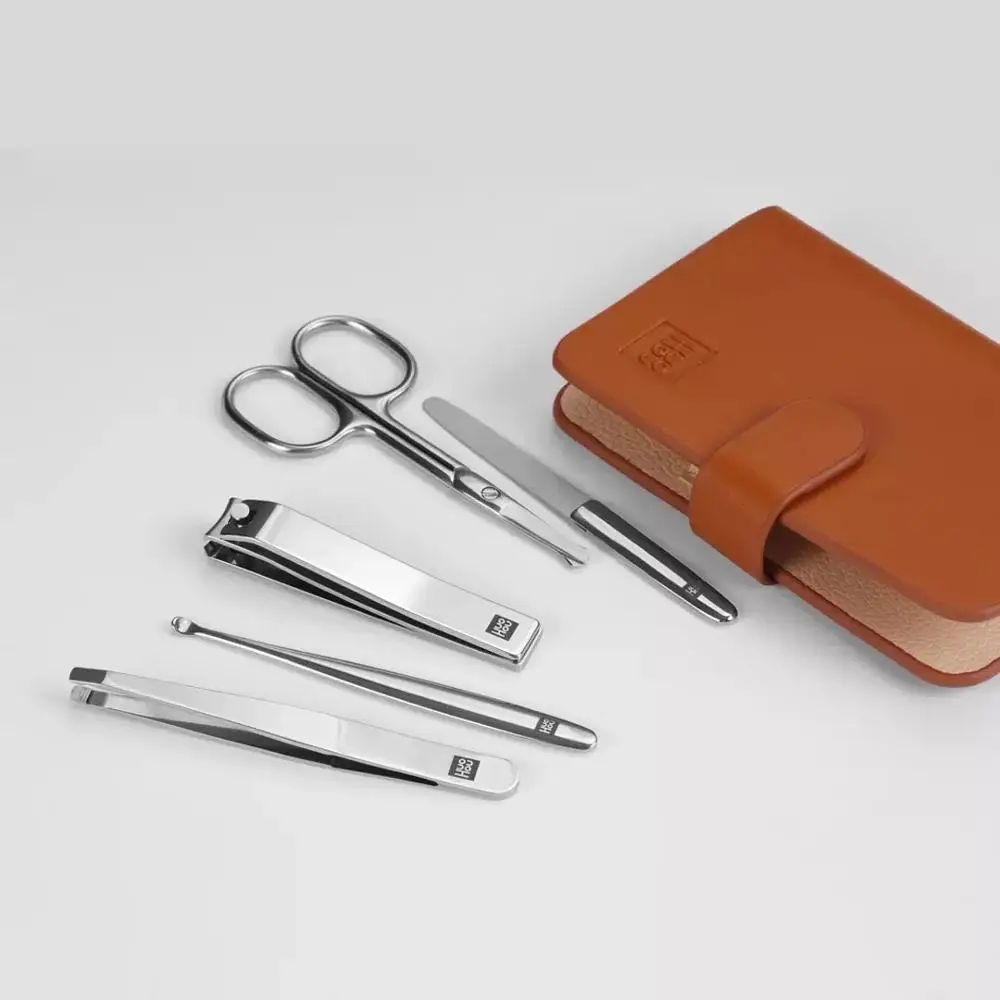 Xiaomi Huohou 5 шт. новые маникюрные кусачки для ногтей триммер для волос в носу портативный дорожный гигиенический комплект из нержавеющей стали набор инструментов для ногтей