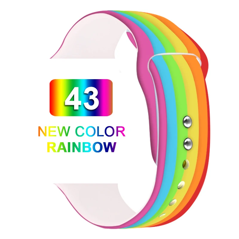 Rainbow Мягкий силиконовый сменный спортивный ремешок для 38 мм Apple Watch Series1 2 3 4 5 42 мм наручный браслет ремешок для iWatch Sports Edition - Цвет ремешка: Rainbow