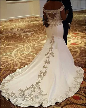 

Bridal gown African Court Train Appliques Beaded Mermaid Robe De Mariage Sirene vestido de noiva mother of the bride dresses