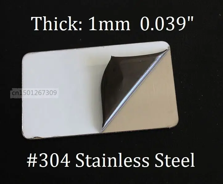 1mm de espesor de acero inoxidable blanco de Metal tarjetas tamaño 85*53mm de plata acabado cepillado 2/5/10/15 elegir cantidad