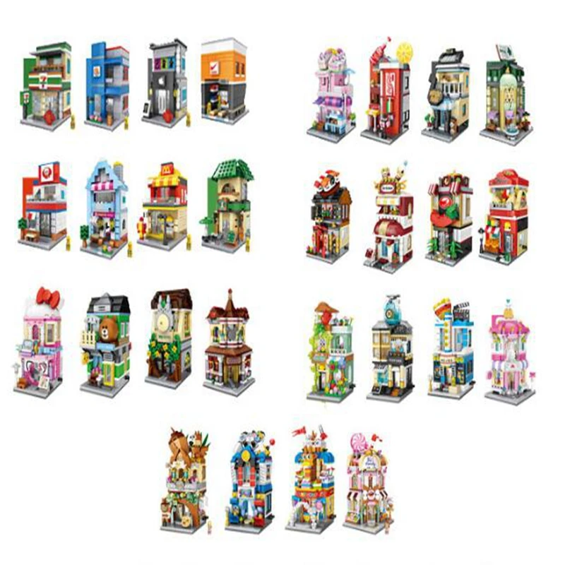

Creative DIY Mini Commercial Street View Small Particles Set Building Blocks Children's Educational Toys Gifts
