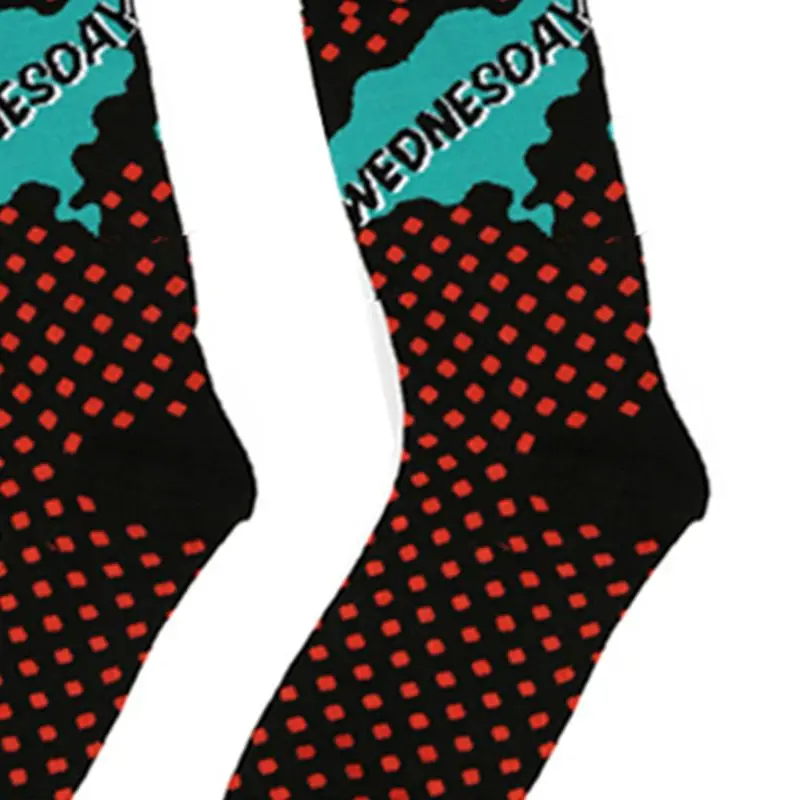 New 5 Pairs Mens Hip Hop Cotton Mid Calf Socks Funny Week Monday to Friday Hosiery