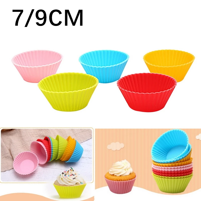 6pcs) 7cm 9cm Small Big Size Silicone Muffin Cups Cake Molds