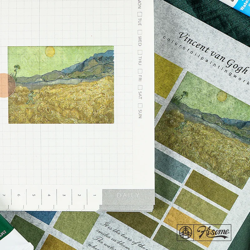 Цветовая серия художника, декоративные наклейки с изображением вишни, пшеничного поля, скрапбукинг, этикетка, канцелярские наклейки для дневника, альбома