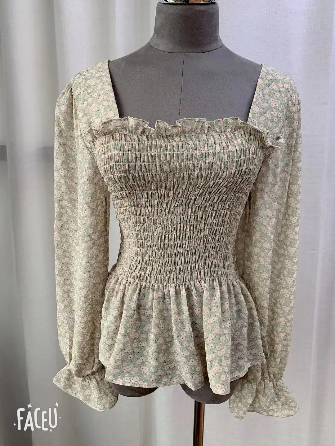 Transparent Vintage Print Shirt Oversize Tops Women Long sleeve Girls Chiffon Blouse Summer Women Blouses New femme Blusas