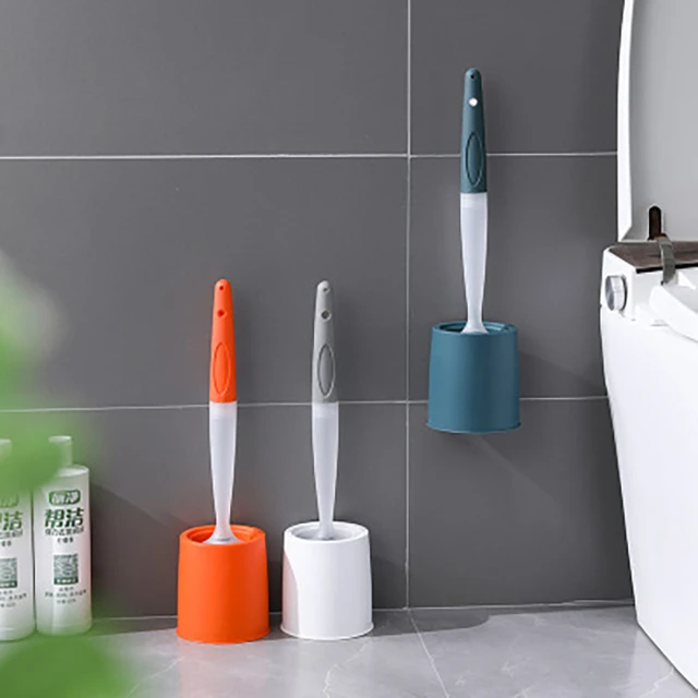 Toilet Silicone Brush Holder Wall-mounted Cleaning Brush Set Toilet Brush  Water Leak Proof Bathroom Durable Cleaning - AliExpress