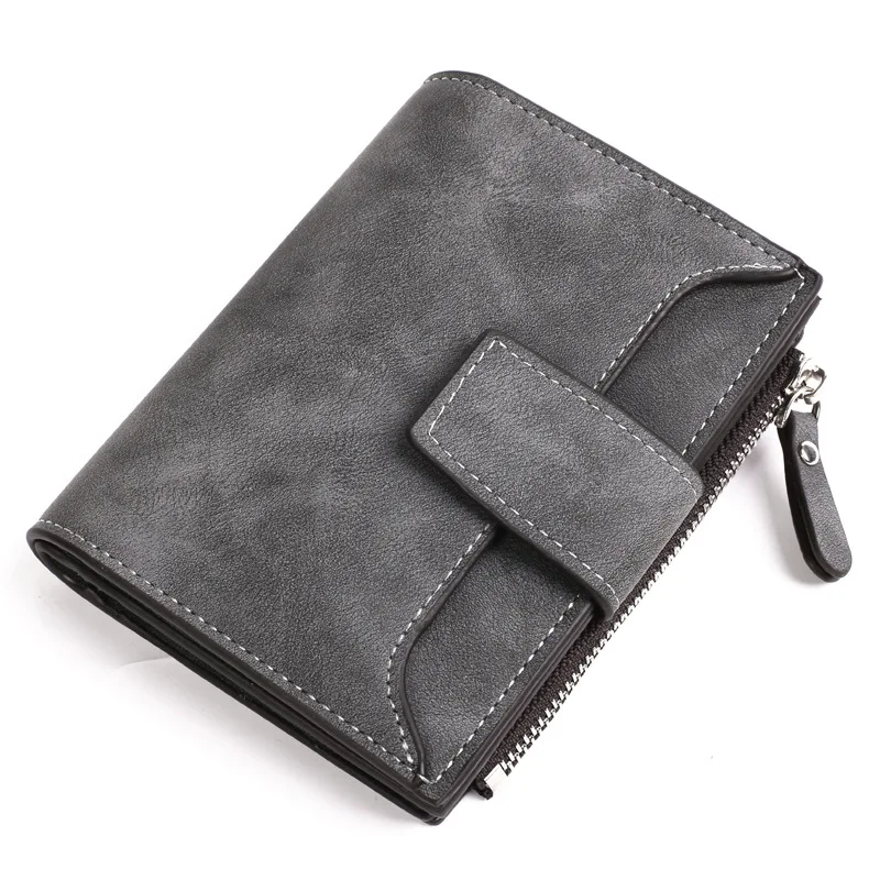 Кожаный женский бумажник на застежке маленький тонкий кошелек для монет женский бумажник, кошелек для монет роскошный бренд розовые кошельки дизайнерская сумка для денег - Цвет: dark gray