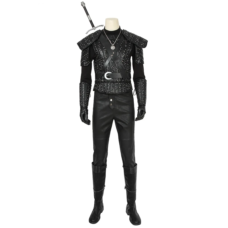 

2019 TV The Witcher Costume Geralt of Rivia Geralt Cosplay Leather Uniform Shoes Adult Men Halloween Carnival Outfit Custom Made