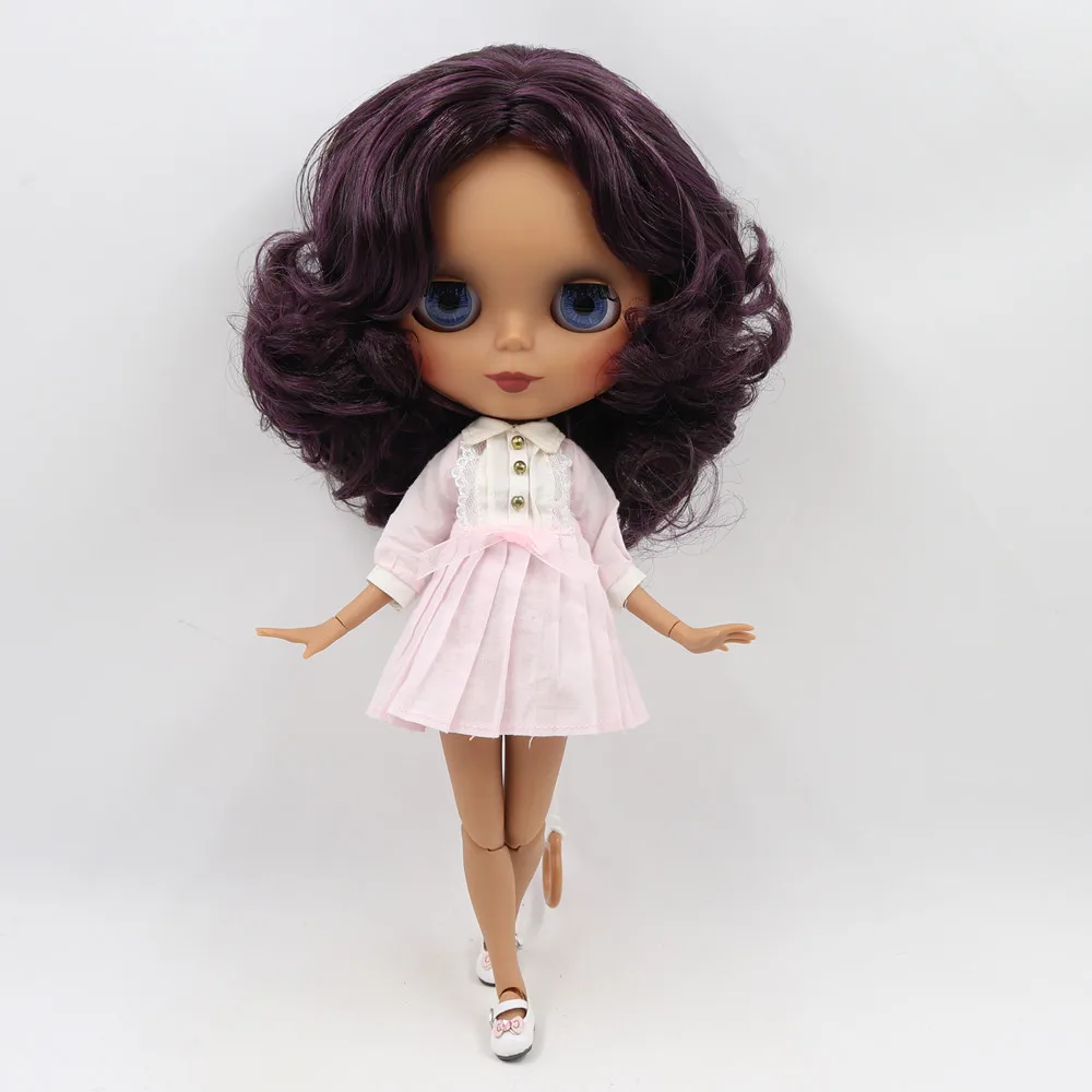 ICY 1/6 Blyth Кукла № 135/950 красный смешанные волосы с темной кожей Обнаженная кукла, индивидуальные матовое лицо соединение тела