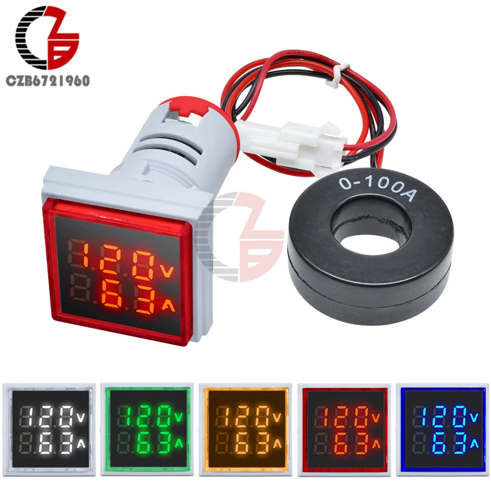 Indicatore digitale amperometro e voltmetro LED bianco 0-100A