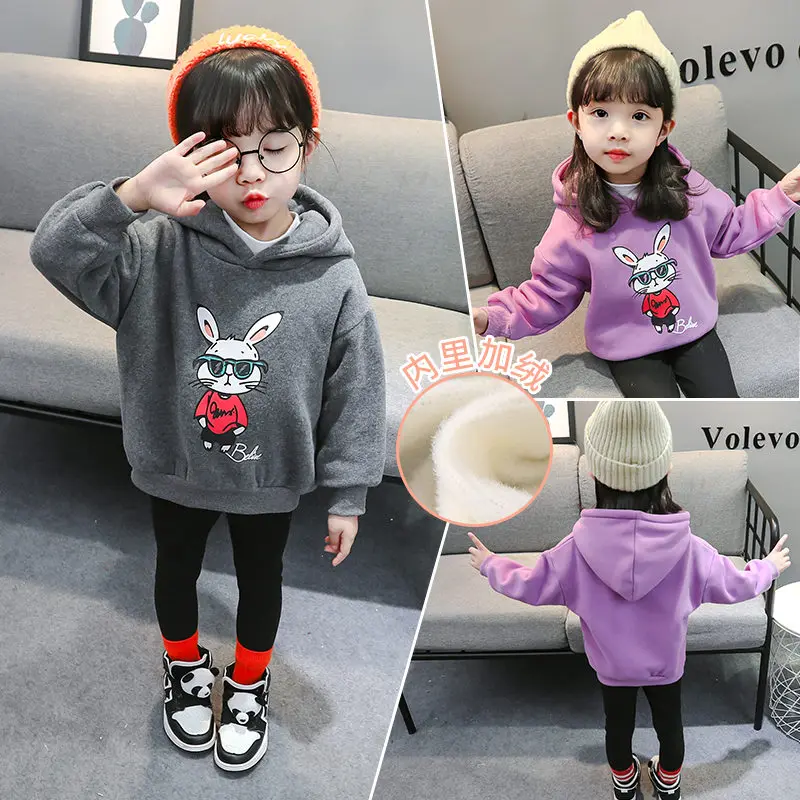 

New Arrival Baby Boys Girls Rabbit Sweatshirts Autumn Winter Child Thicken Hoodies Long Sleeves Outerwear Kids T-shirt Clothes