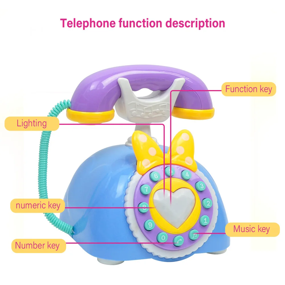 Enigma do Vintage Playhouse para Crianças Luz dos Desenhos Simulação Retro Telefone Brinquedos Música Som Animados Fixo Brinquedo Musical Educação Precoce 3 Computers & Electronics