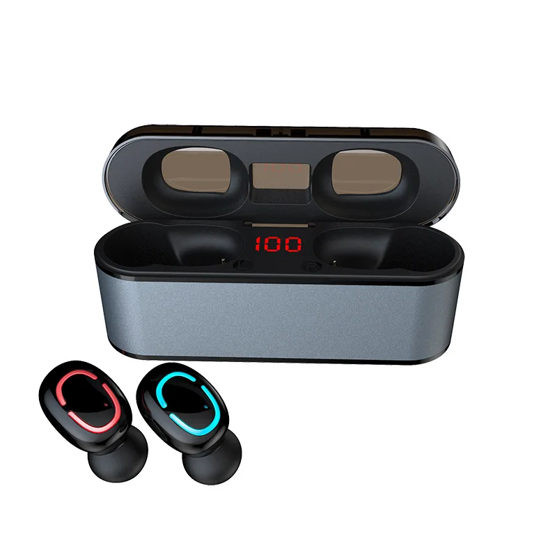 Q68 TWS Bluetooth 5,0 наушники беспроводные мини наушники сенсорное управление Авто сопряжение бинауральные вызова спортивные наушники металлический чехол - Цвет: Серебристый