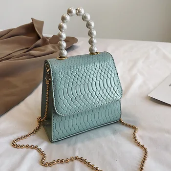 

Quality Pu Leather Crossbody Bags For Women 2020 New Totes With Pearl Handle Mini Chain Shoulder Messenger Bag Purses