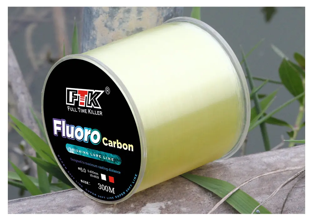 FTK 300M Carbon Faser Beschichtung Angelschnur 0,14-0,5mm 4,13 LB-34,32 LB Monofilament Fluorkohlenstoff Linie Zubehör – Detail 15