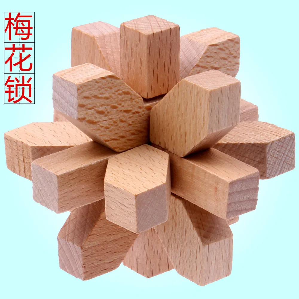 

Wooden Building Blocks Burr Puzzle Luban Lock Set High Difficulty Plum Students Adult Unlock Online Celebrity Toy