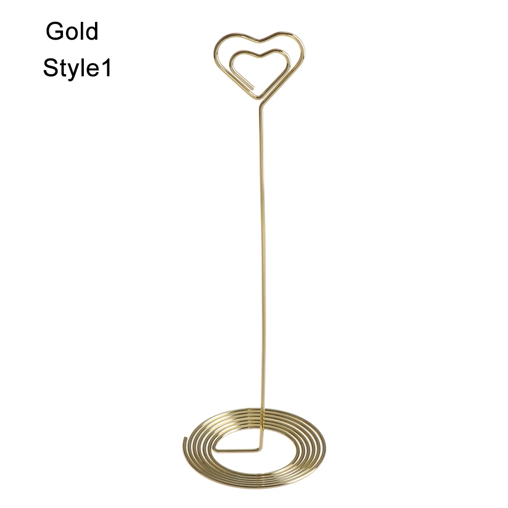 style1-Gold 1 шт., романтическое украшение для свадебной вечеринки, настольная подставка в форме сердца, держатель для карт, зажим для фотографий, настольный держатель для карт - Цвет: style1-Gold