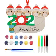 Família de 5, ornamento de natal diy escrevendo desenho pendurado pingente ornamento para árvore de natal decoração da sua casa, diy desenho pingente