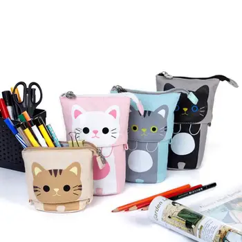 

VODOOL Cat Pattern Pencil Cosmetic Case Box Simple Candy Colored Canvas Stationery Bag Lovely Patterns Popular Animal Elements