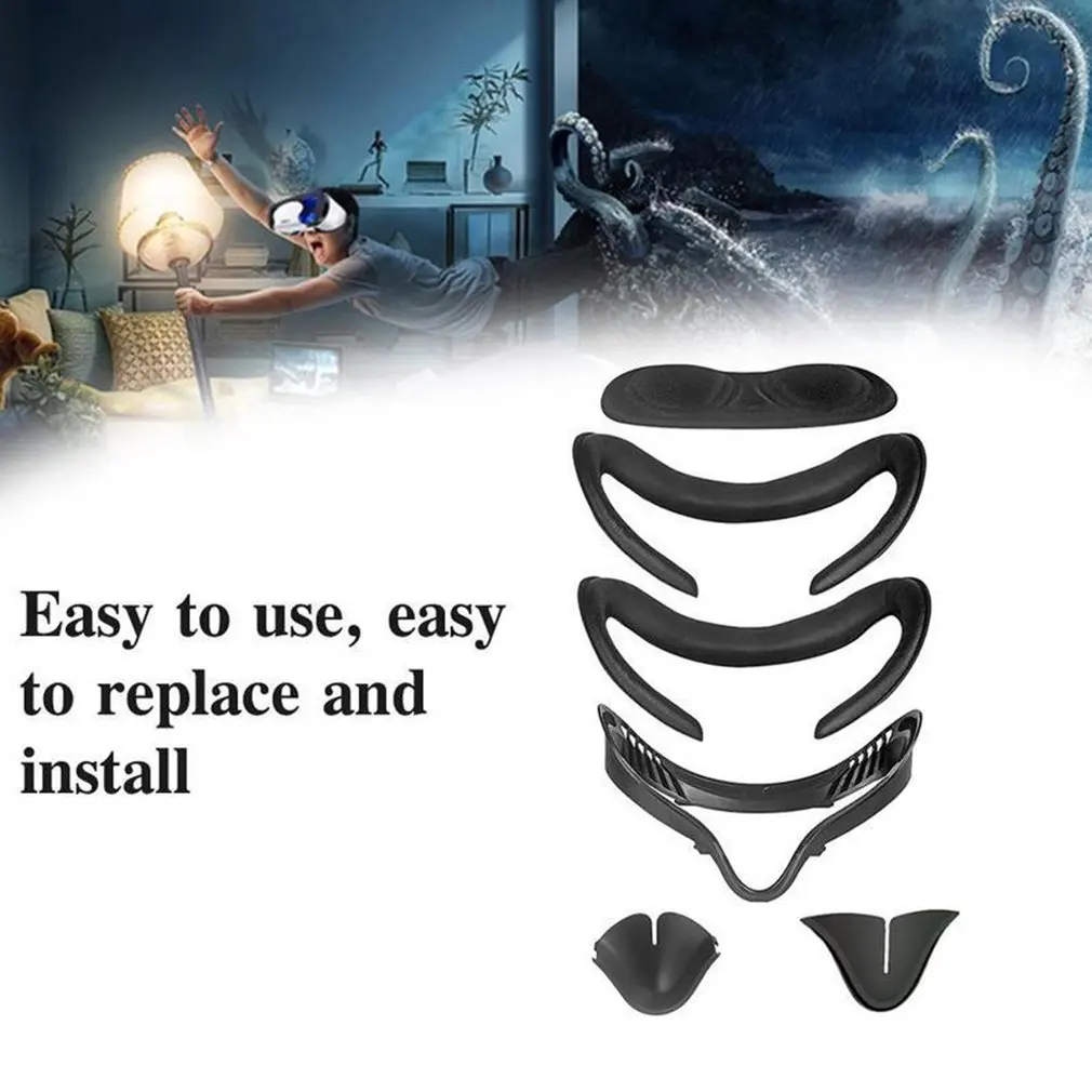 6Pcs/Set Helmet Eye Face Mask Cover For Oculus Quest Headset Glasses Reality Support For Quest2 Virtual Accessories 2 VR W0X1