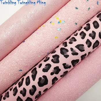 

Pink Glitter Leather, Leopard Printed Faux Leather, Caviar Embossed Synthetic Leather For Bow A4 21x29CM Twinkling Ming KM092